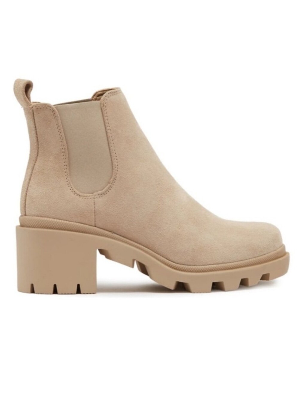Steve Madden Hadlee Beige Sand Suede Leather Lug Sole Chelsea Boot Size 9